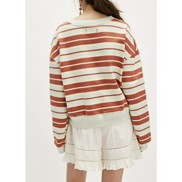 Free People Classic Striped Sweatshirt NWOT Sz Large - Picture 3 of 6